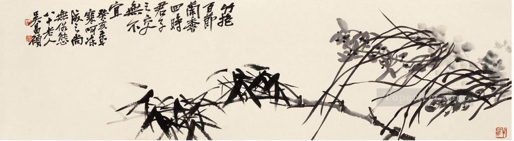 Wu cangshuo orchid in bamboo old Chinese Oil Paintings